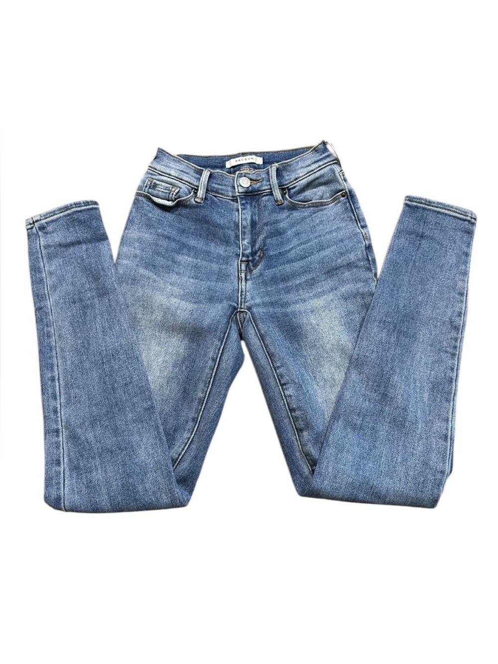 PacSun Color Block Light Blue High-Rise Skinny Jeans